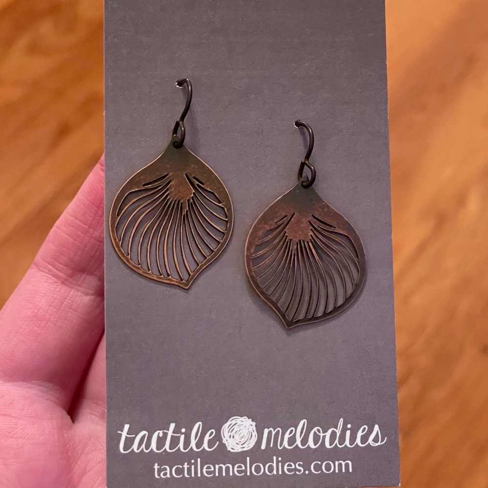 Feather Copper Dangle Earring